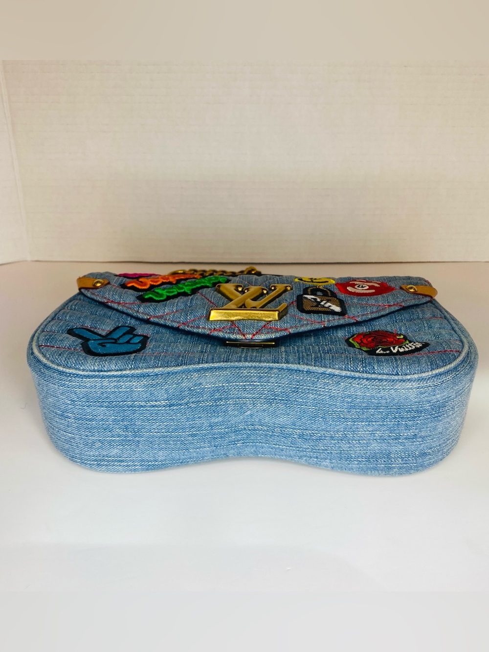 Louis Vuitton Denim Patchwork New Wave Shoulder Bag with Colorful Embroidered - Picture 5 of 12